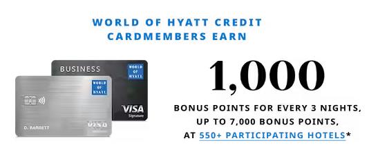 凯悦天地（World of Hyatt）：3晚奖励3000积分，使用联名信用卡额外奖励（2023年10月6日至11月30日）