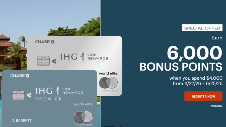 IHG： 2026大通联名卡消费奖励｜消费达标额外赠送2千/3千/5千/6千积分（4月22日–6月25日）